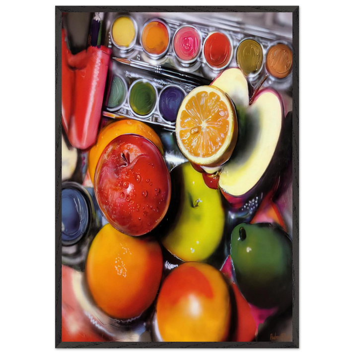 ENERGY APPLES 1980 - Audrey Flack 70x100 cm / 28x40 inches Framed Art Print – Black Wooden Frame