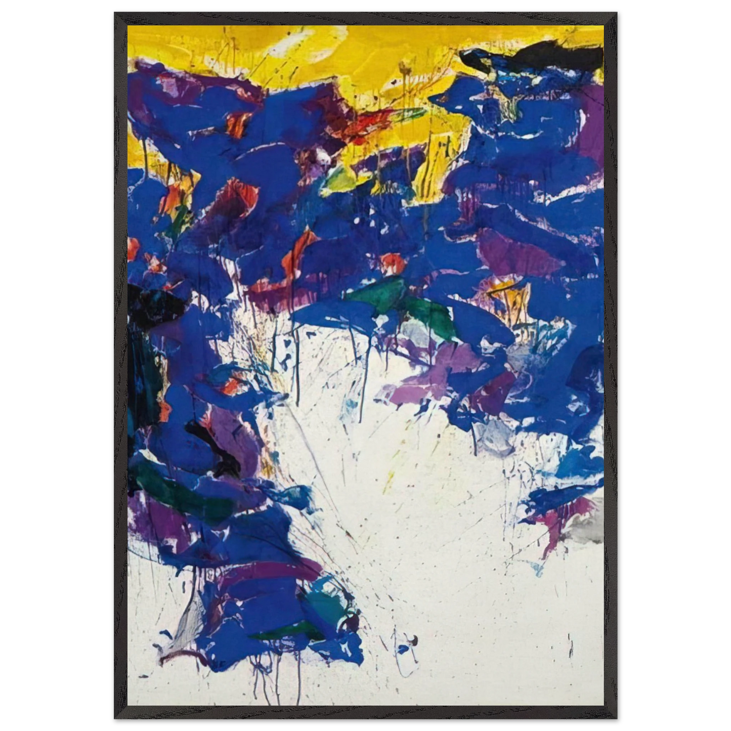 Violet Yellow and White - Sam Francis 70x100 cm / 28x40 inches Framed Art Print – Black Wooden Frame