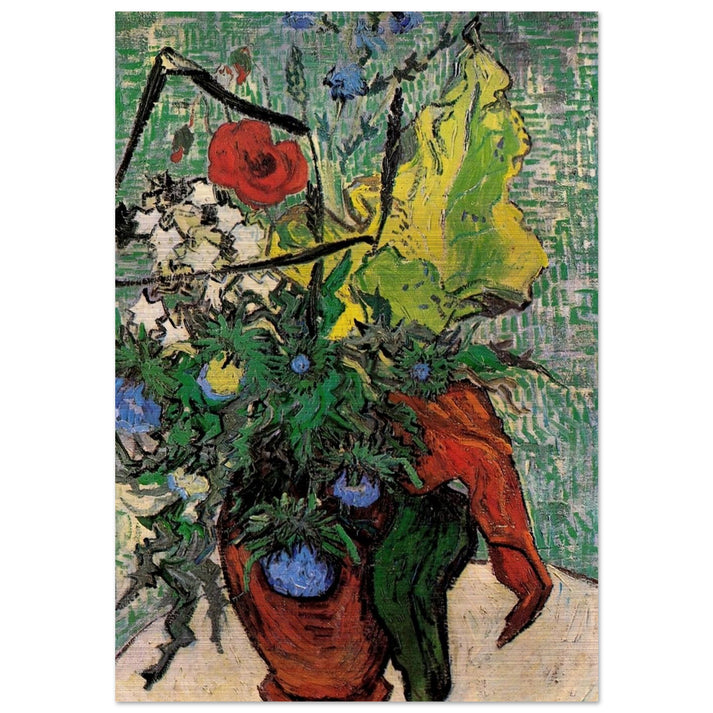 Wild Flowers and Thistles in a Vase - Vincent van Gogh Brushed Aluminum Print - 70x100 cm / 28x40 inches | Vincent van Gogh Aluminum Print | Vincent van Gogh Prints