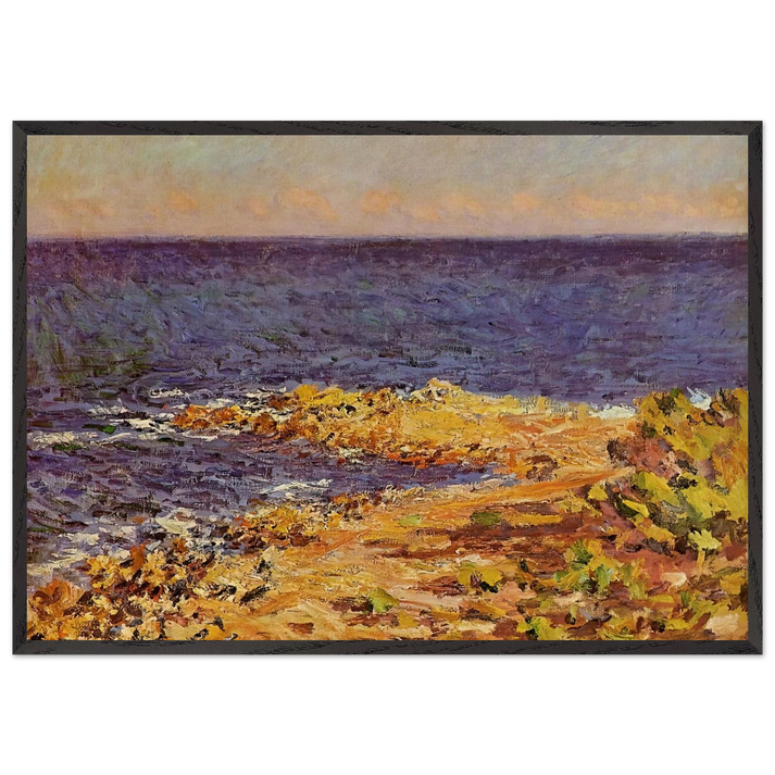 The Big Blue Mediterranean at Antibes - claude monet 70x100 cm / 28x40 inches Framed Art Print – Black Wooden Frame