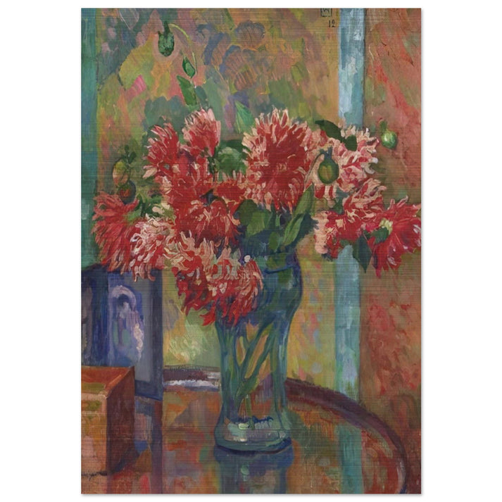 DAHLIAS TO MME MADELEINE E R BONNET 1912 - Theo van Rysselberghe Brushed Aluminum Print - 70x100 cm / 28x40 inches | Theo van Rysselberghe Aluminum Print | Theo van Rysselberghe Prints