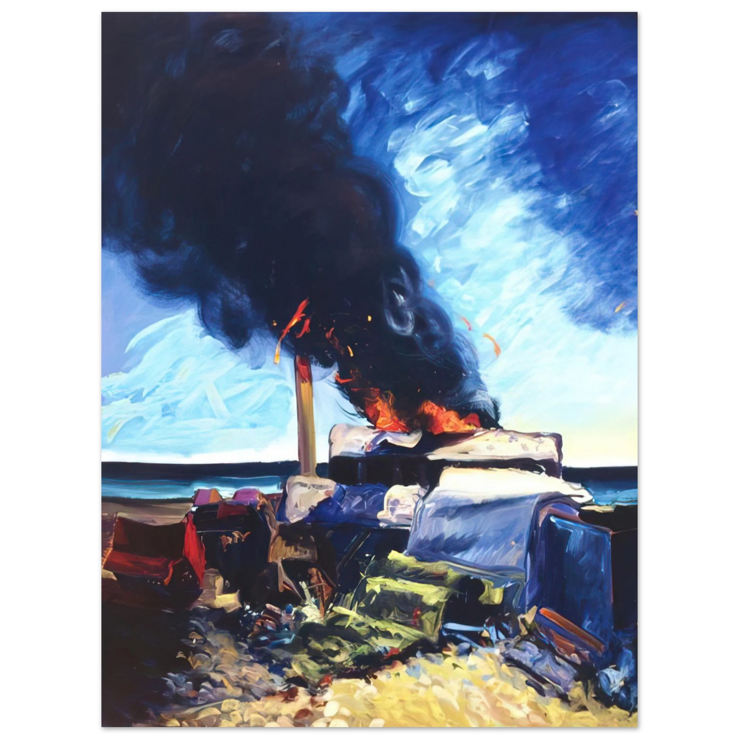 Carlos Almaraz - Beach Trash Burning - 1982 75x100 cm / 30x40inches Fine Art Poster