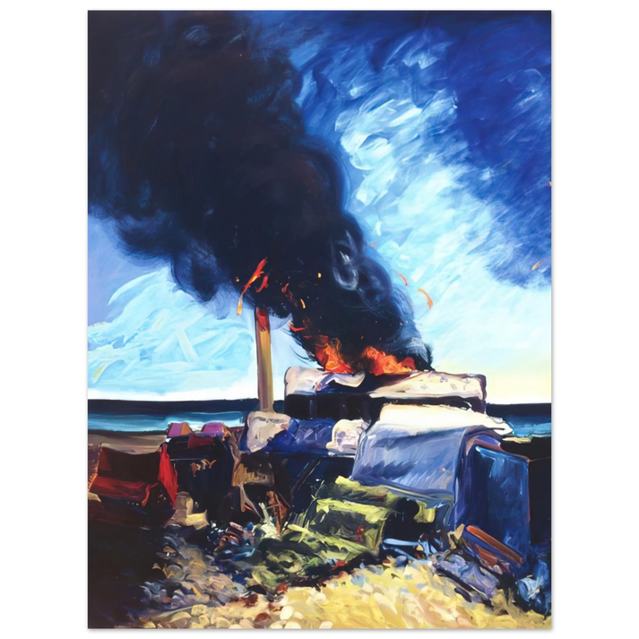 Carlos Almaraz - Beach Trash Burning - 1982 75x100 cm / 30x40inches Fine Art Poster