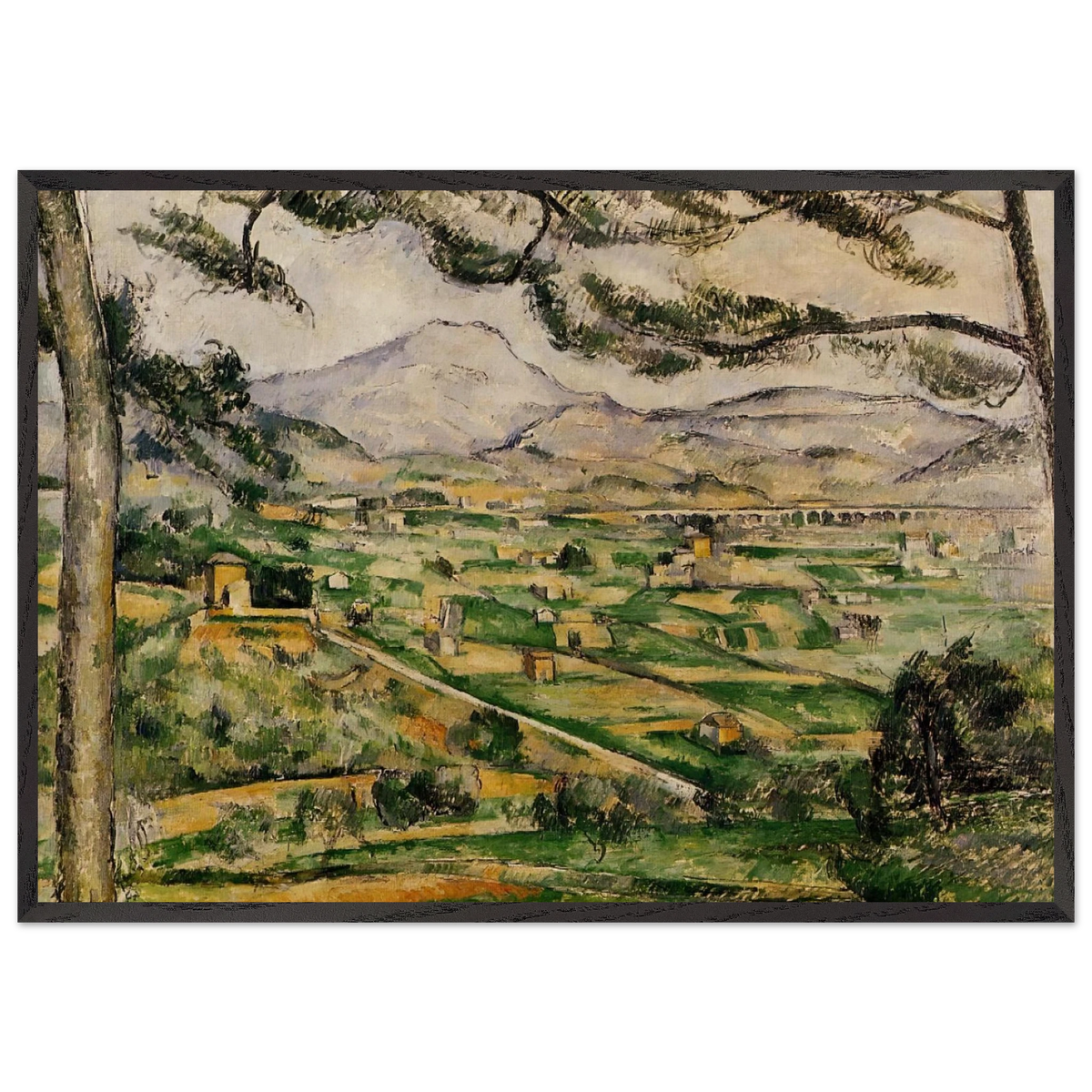 Mont Sainte-Victoire with Large Pine - Paul Cezanne 70x100 cm / 28x40 inches Framed Art Print – Black Wooden Frame