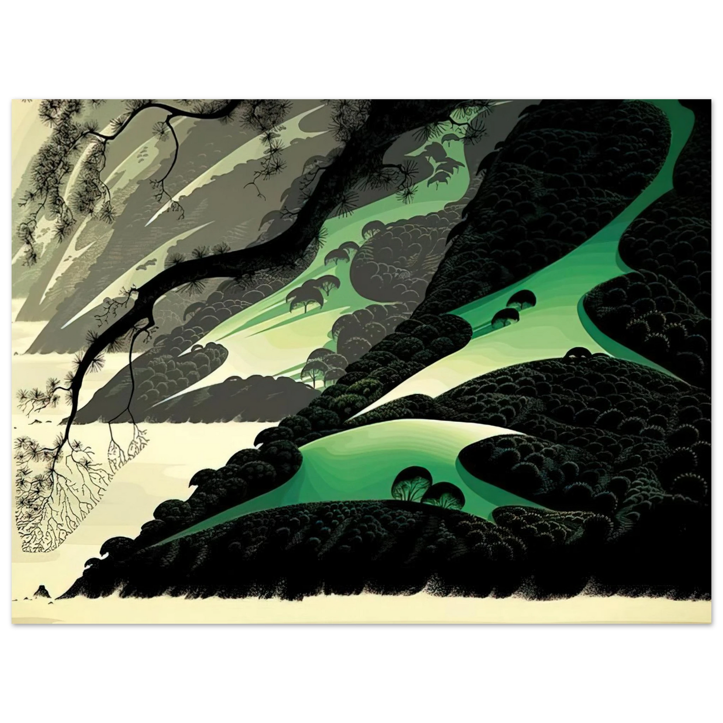 Eyvind Earle - Green Big Sur 75x100 cm / 30x40inches Fine Art Poster