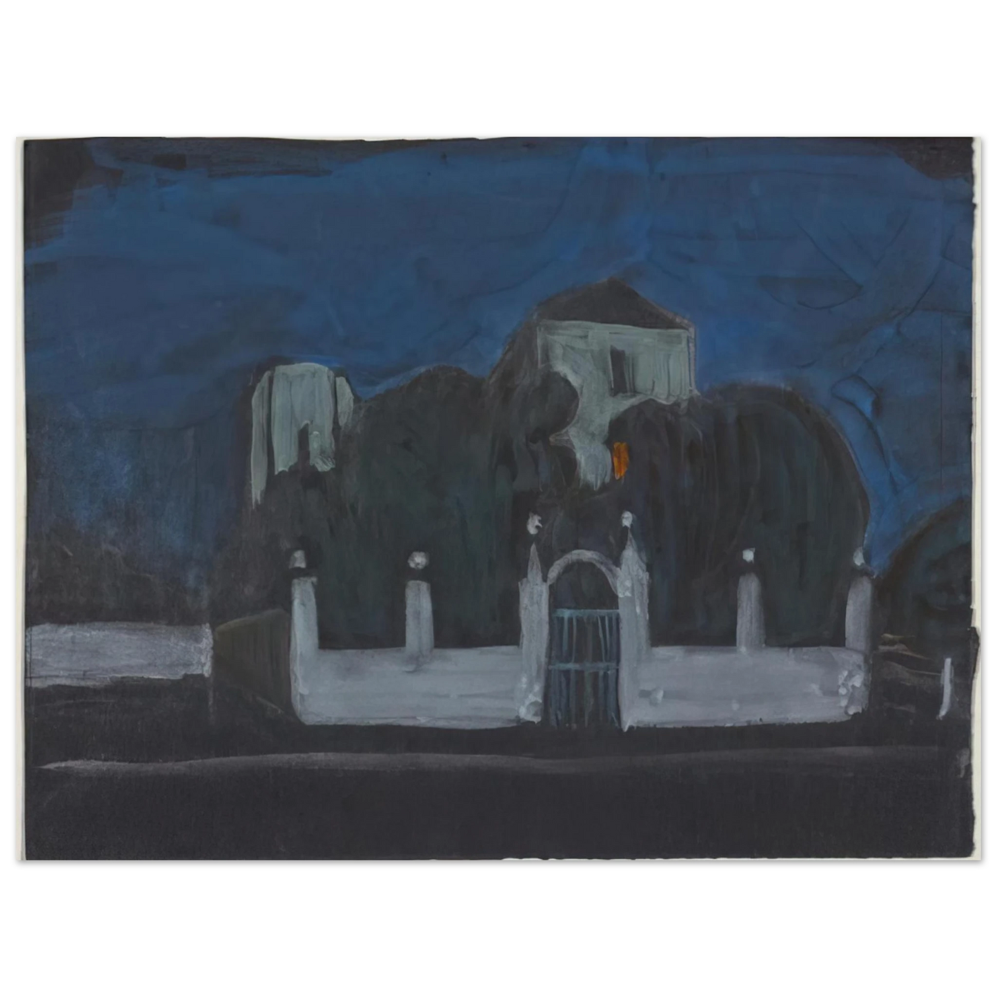 Gabriele Munter - NIGHT GARDEN WITH BUILDINGS 75x100 cm / 30x40inches Fine Art Poster