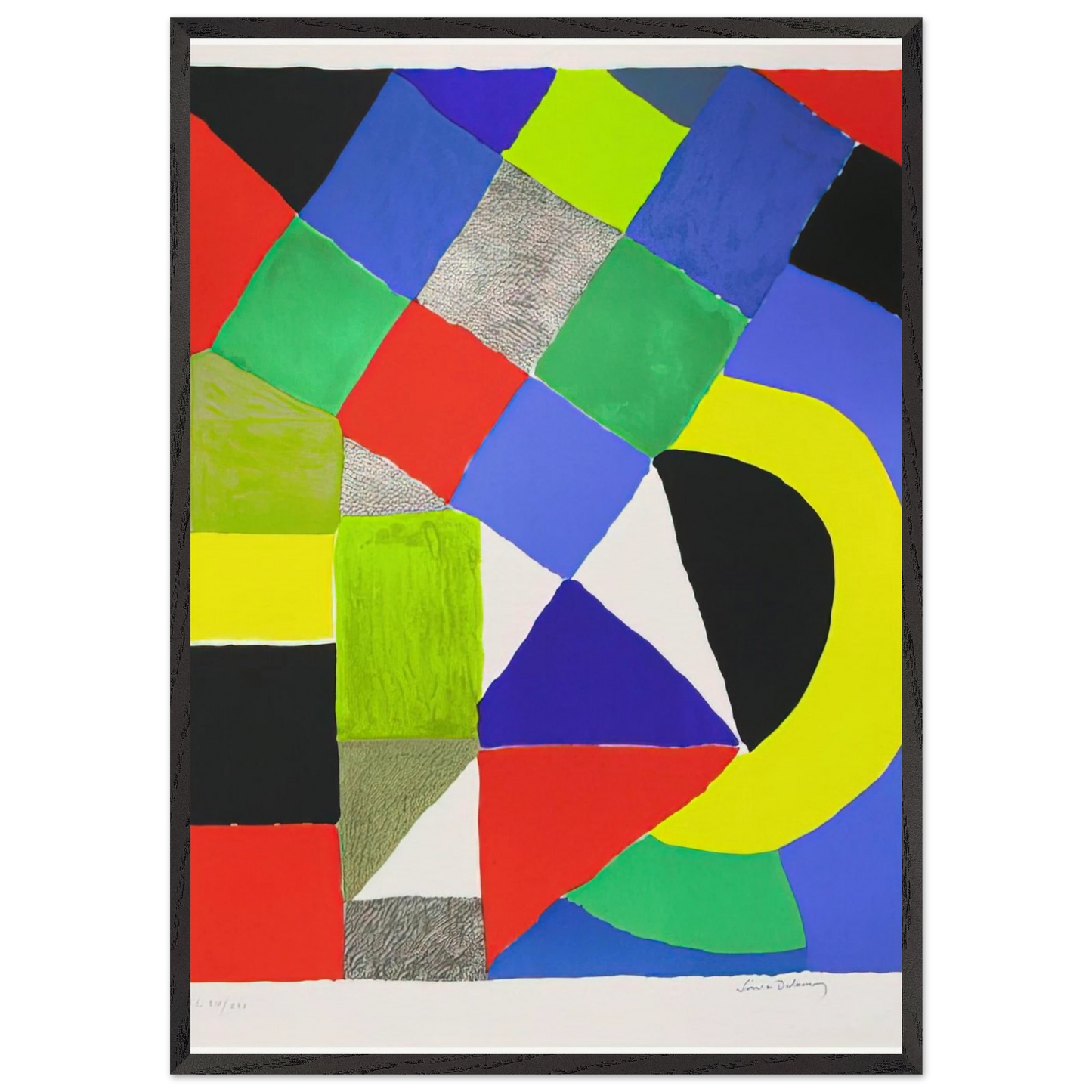 SQUARES - Sonia Delaunay 70x100 cm / 28x40 inches Framed Art Print – Black Wooden Frame