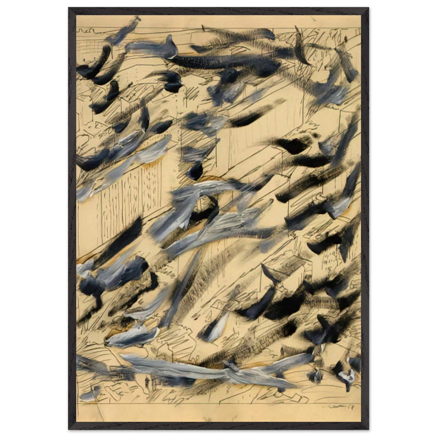 TOWNSCAPE 1968 6 - Gerhard Richter 70x100 cm / 28x40 inches Framed Art Print – Black Wooden Frame