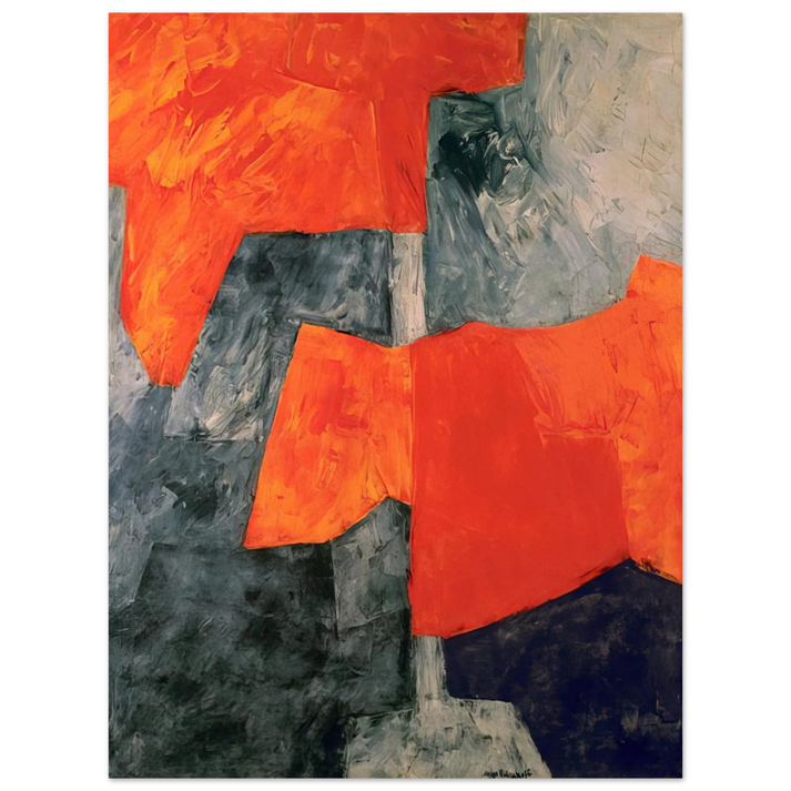 Serge Poliakoff - Composition grise et rouge - 1964 75x100 cm / 30x40inches Fine Art Poster