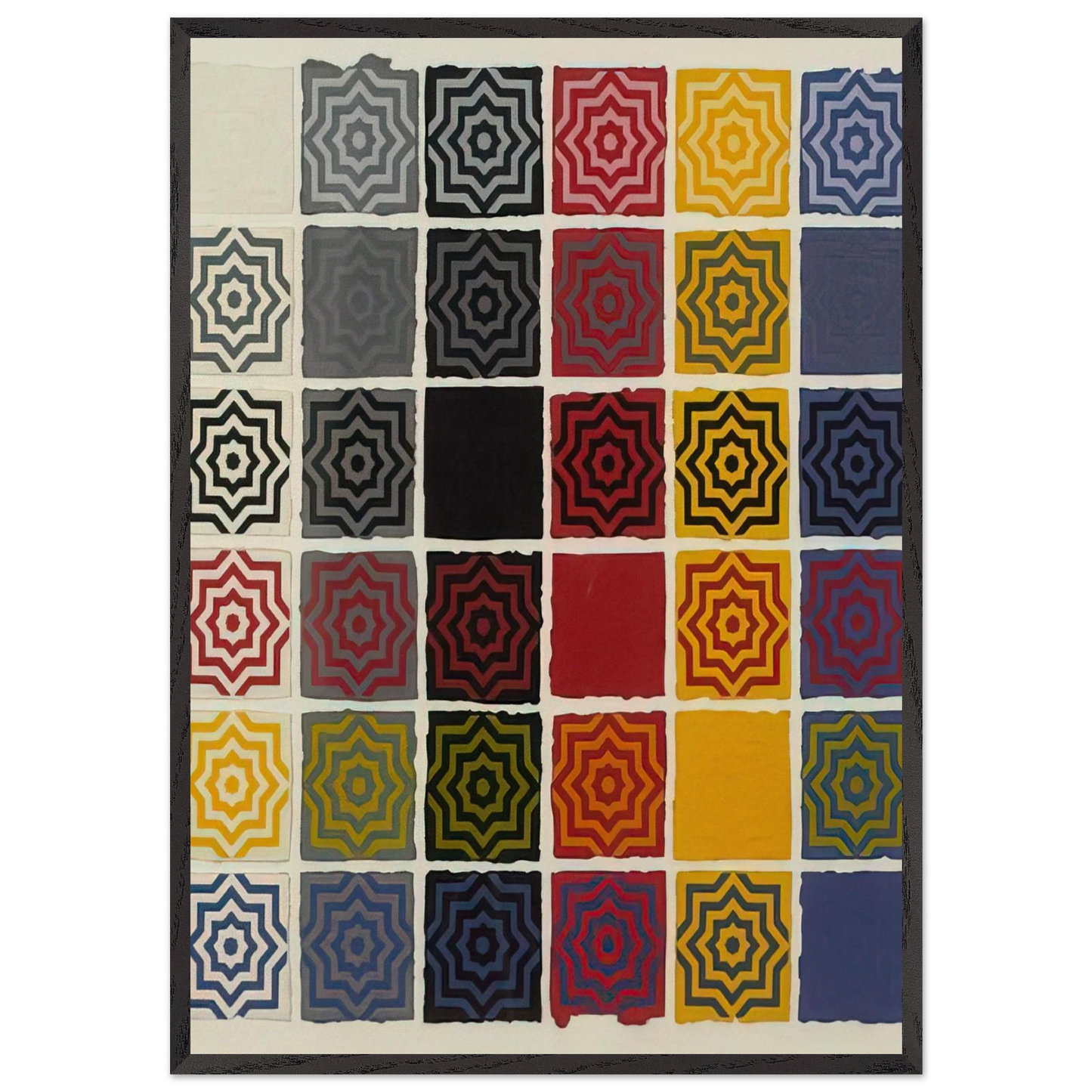 Stars 8 Pointed - Sol LeWitt 70x100 cm / 28x40 inches Framed Art Print – Black Wooden Frame