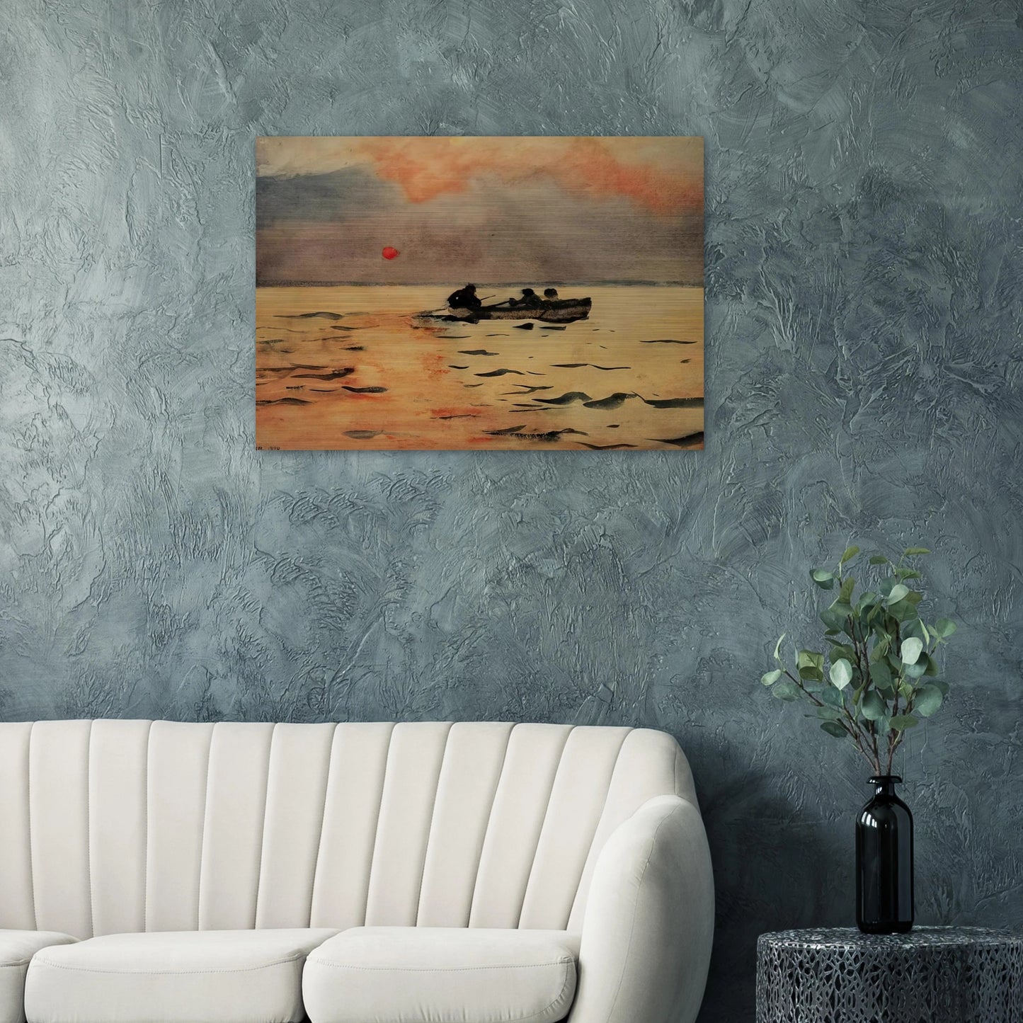 ROWING HOME - Winslow Homer Brushed Aluminum Print - 70x100 cm / 28x40 inches | Winslow Homer Aluminum Print | Winslow Homer Prints