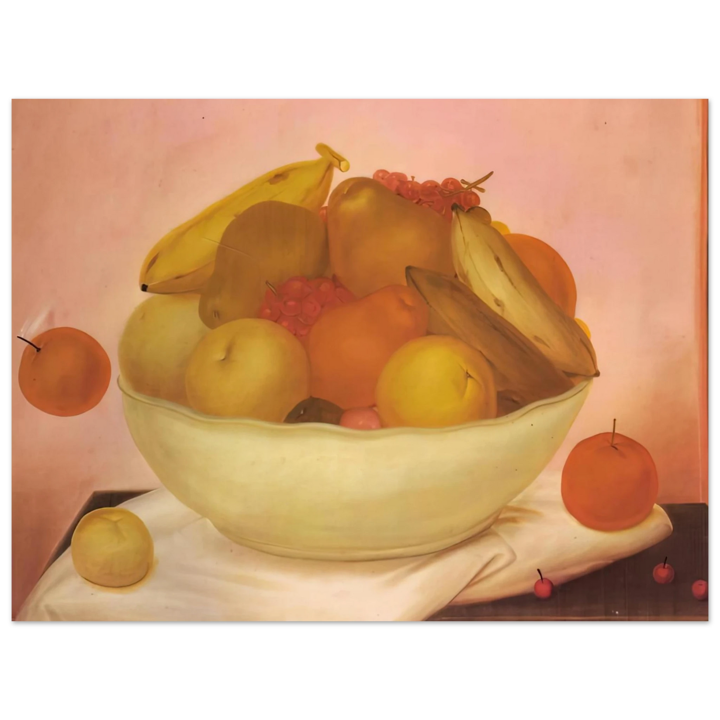 Fernando Botero - STILL LIFE WITH ORANGE FALLING 75x100 cm / 30x40inches Fine Art Poster
