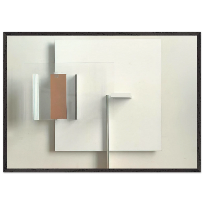 Abstract in White Black and Ochre - 1962 - Victor Pasmore 70x100 cm / 28x40 inches Framed Art Print – Black Wooden Frame