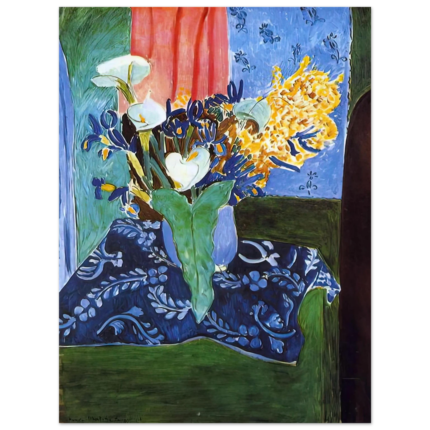 Henri Matisse - CALLA LILIES IRISES AND MIMOSAS 1913 75x100 cm / 30x40inches Fine Art Poster