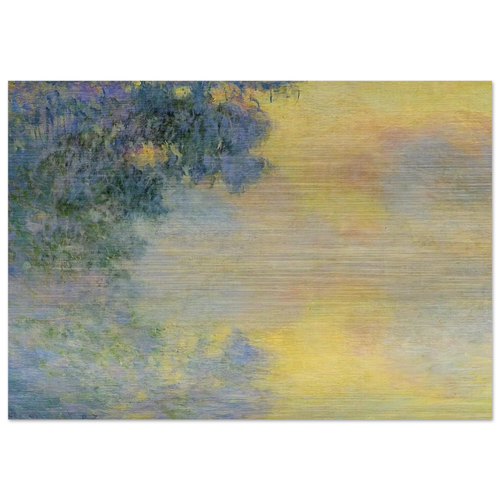 Misty Morning on the Seine, Sunrise - claude monet Brushed Aluminum Print - 70x100 cm / 28x40 inches | claude monet Aluminum Print | claude monet Prints