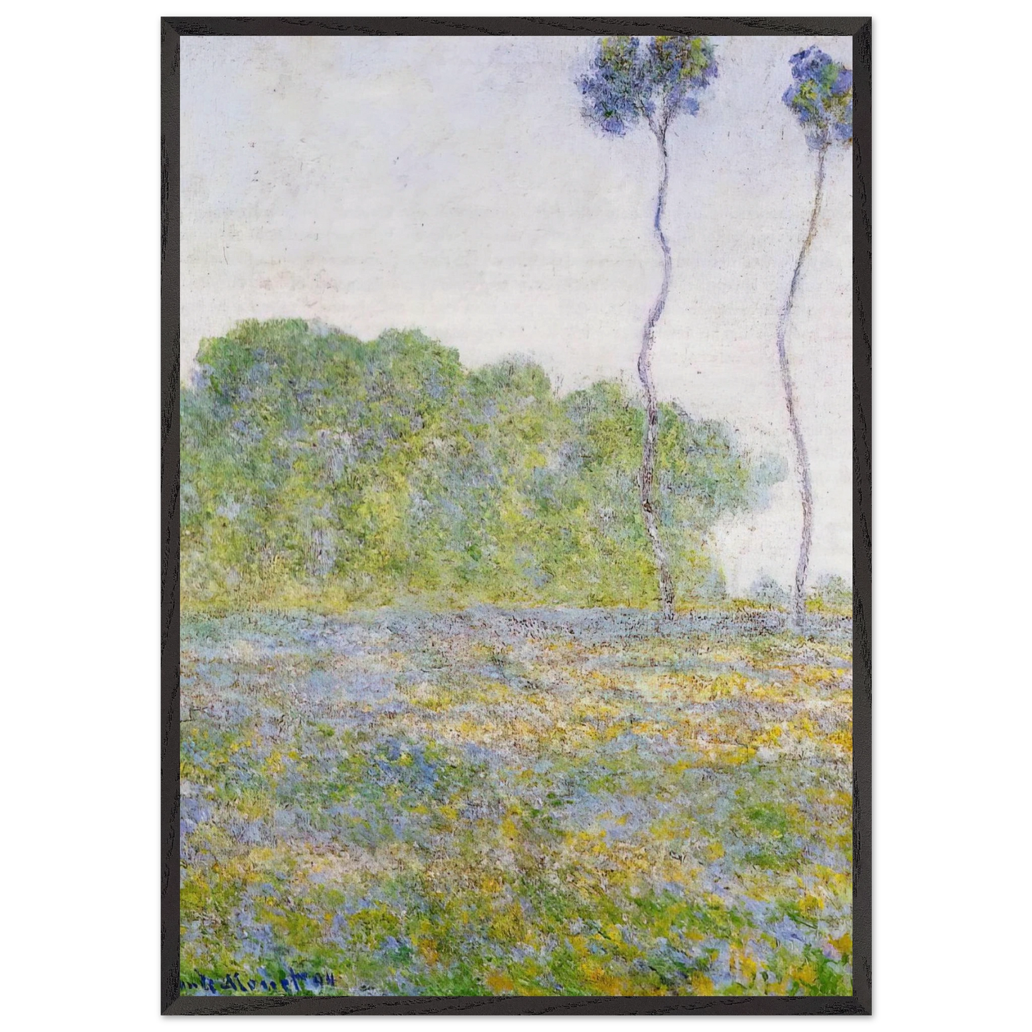 Springtime Meadow at Giverny - claude monet 70x100 cm / 28x40 inches Framed Art Print – Black Wooden Frame