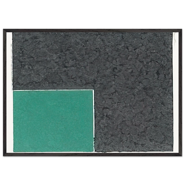 Colored Paper Image XVIII Green Square with Grey - Ellsworth Kelly 70x100 cm / 28x40 inches Framed Art Print – Black Wooden Frame