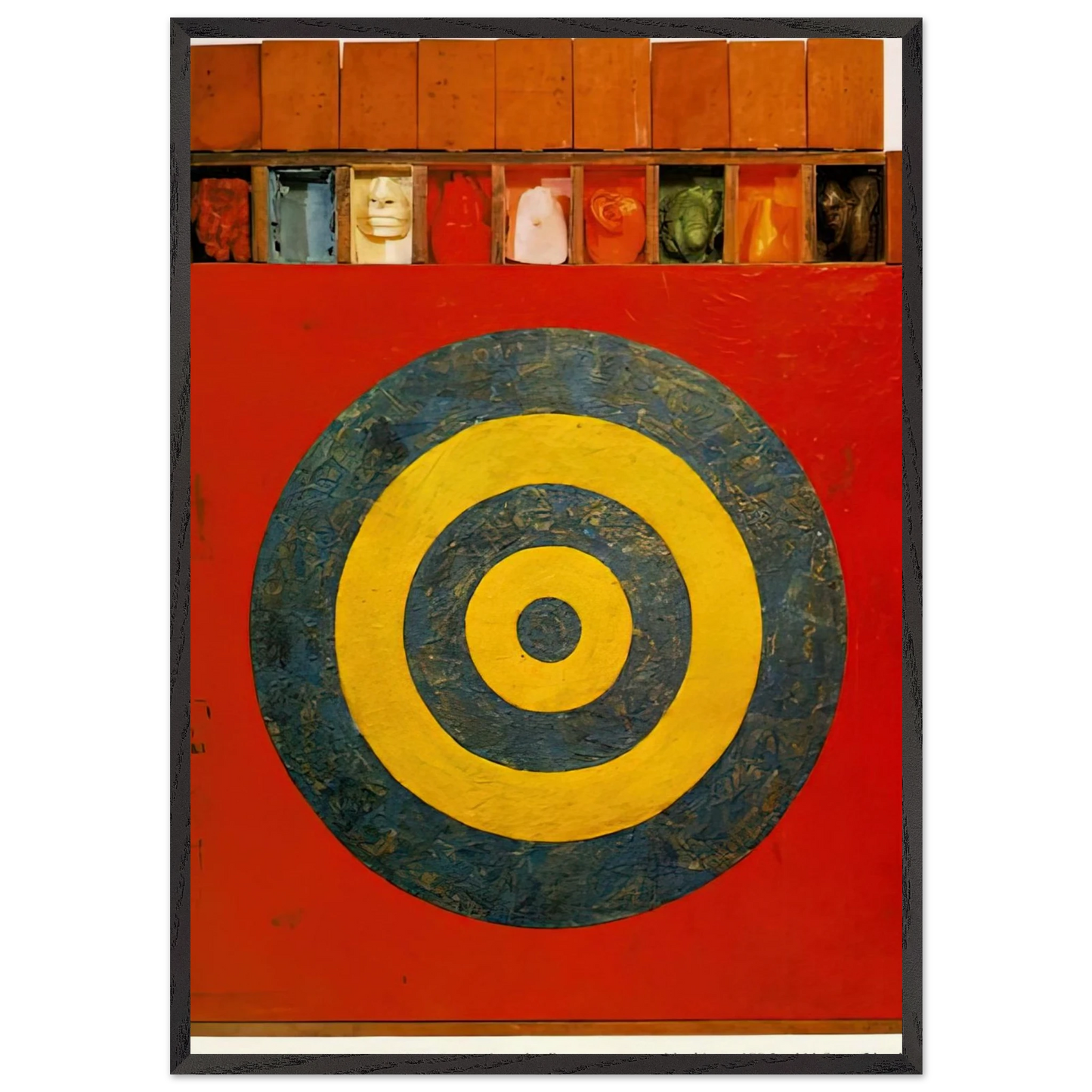 TARGET WITH PLASTER CASTS 1955 - Jasper Johns 70x100 cm / 28x40 inches Framed Art Print – Black Wooden Frame