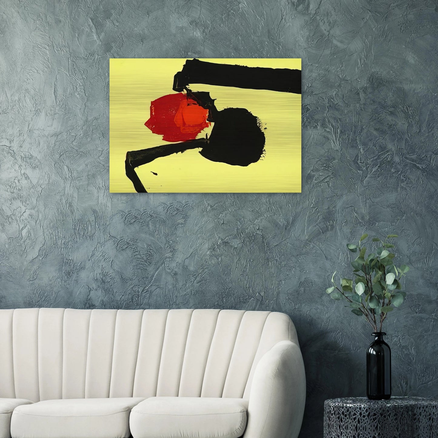 UNTITLED ABSTRACT IN YELLOW BLACK AND RED 1967 - Luis Feito Brushed Aluminum Print - 70x100 cm / 28x40 inches | Luis Feito Aluminum Print | Luis Feito Prints