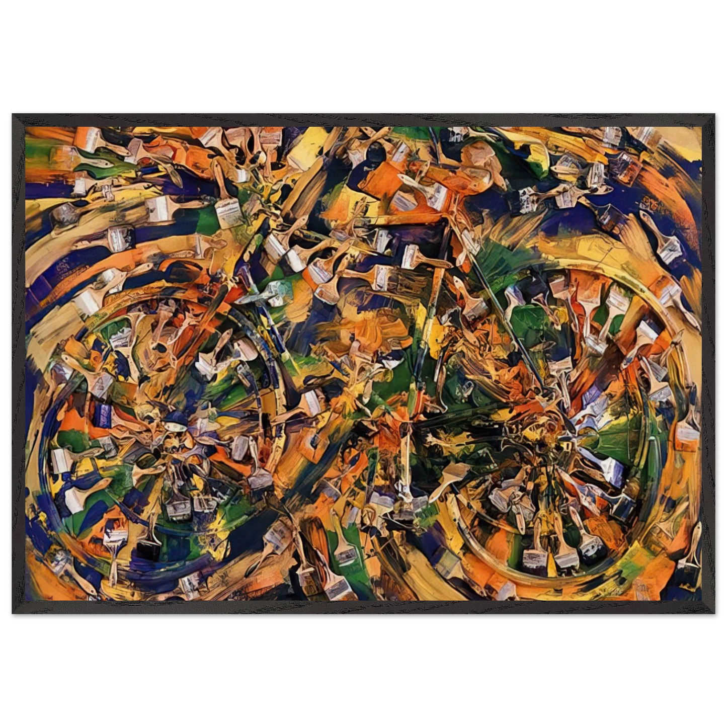 Wheels of Fortune - 1995 - Arman 70x100 cm / 28x40 inches Framed Art Print – Black Wooden Frame