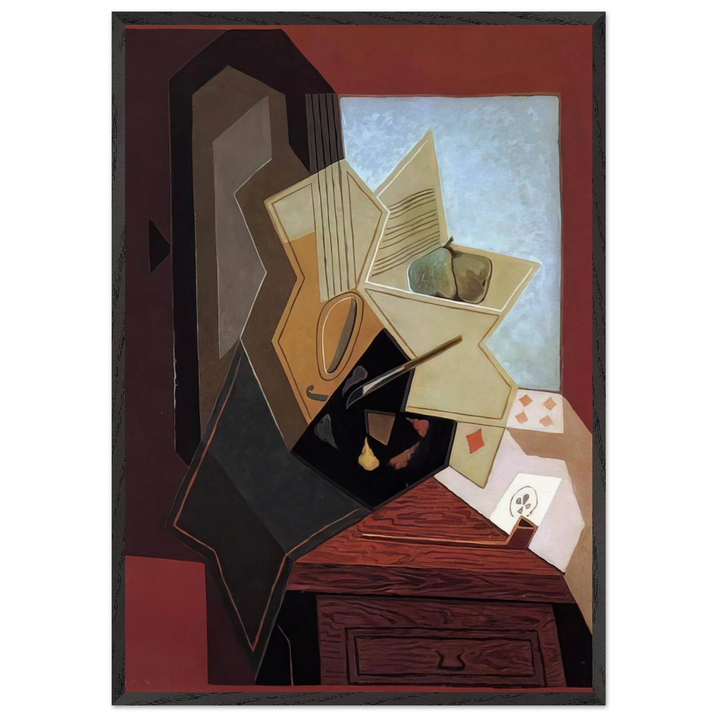 THE PAINTER S WINDOW 1925 - Juan Gris 70x100 cm / 28x40 inches Framed Art Print – Black Wooden Frame