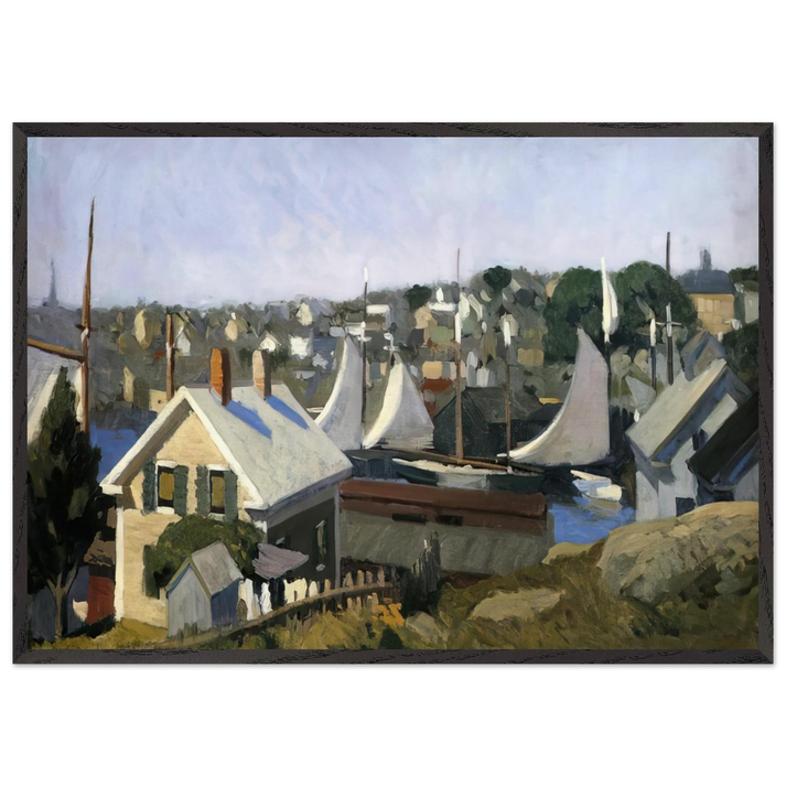 Gloucester Harbor - Edward Hopper 70x100 cm / 28x40 inches Framed Art Print – Black Wooden Frame