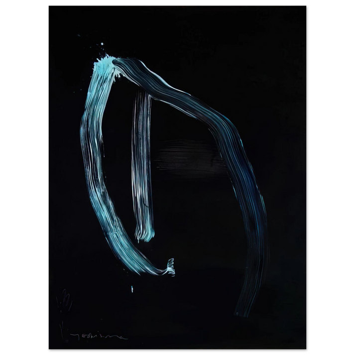 Jiro Yoshihara - Blue Calligraphic Lines on Dark Blue - 1963 75x100 cm / 30x40inches Fine Art Poster