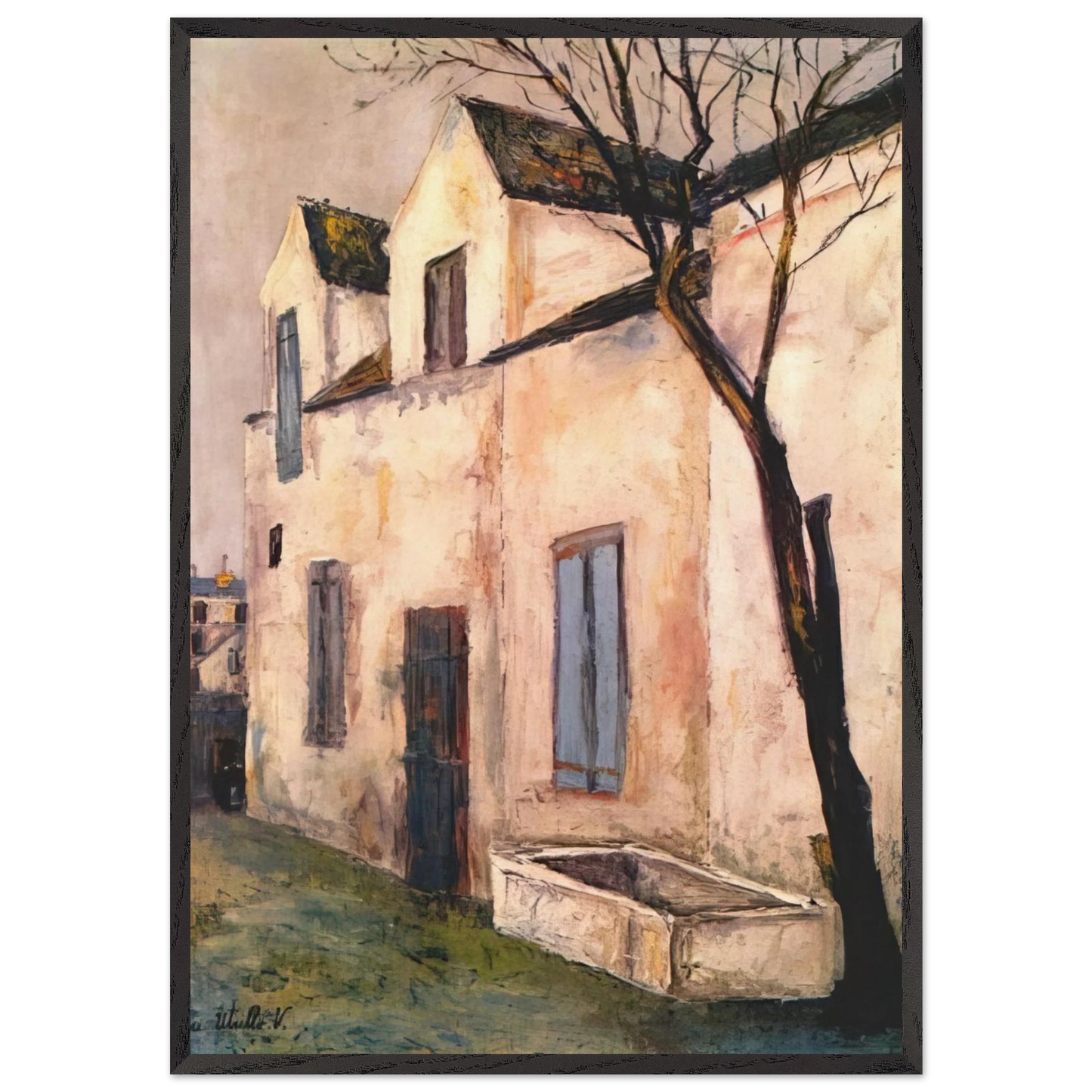 THE DEBRAY FARM - Maurice Utrillo 70x100 cm / 28x40 inches Framed Art Print – Black Wooden Frame