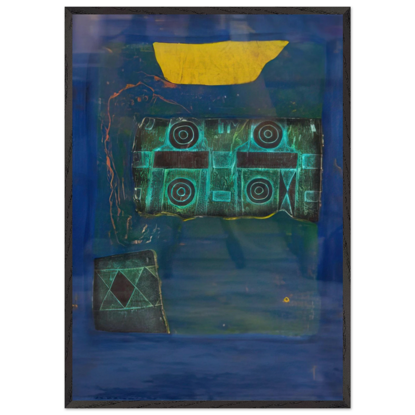 The Decorated Tomb of Ancient Japan B - 1969 - Hiroyuki Tajima 70x100 cm / 28x40 inches Framed Art Print – Black Wooden Frame
