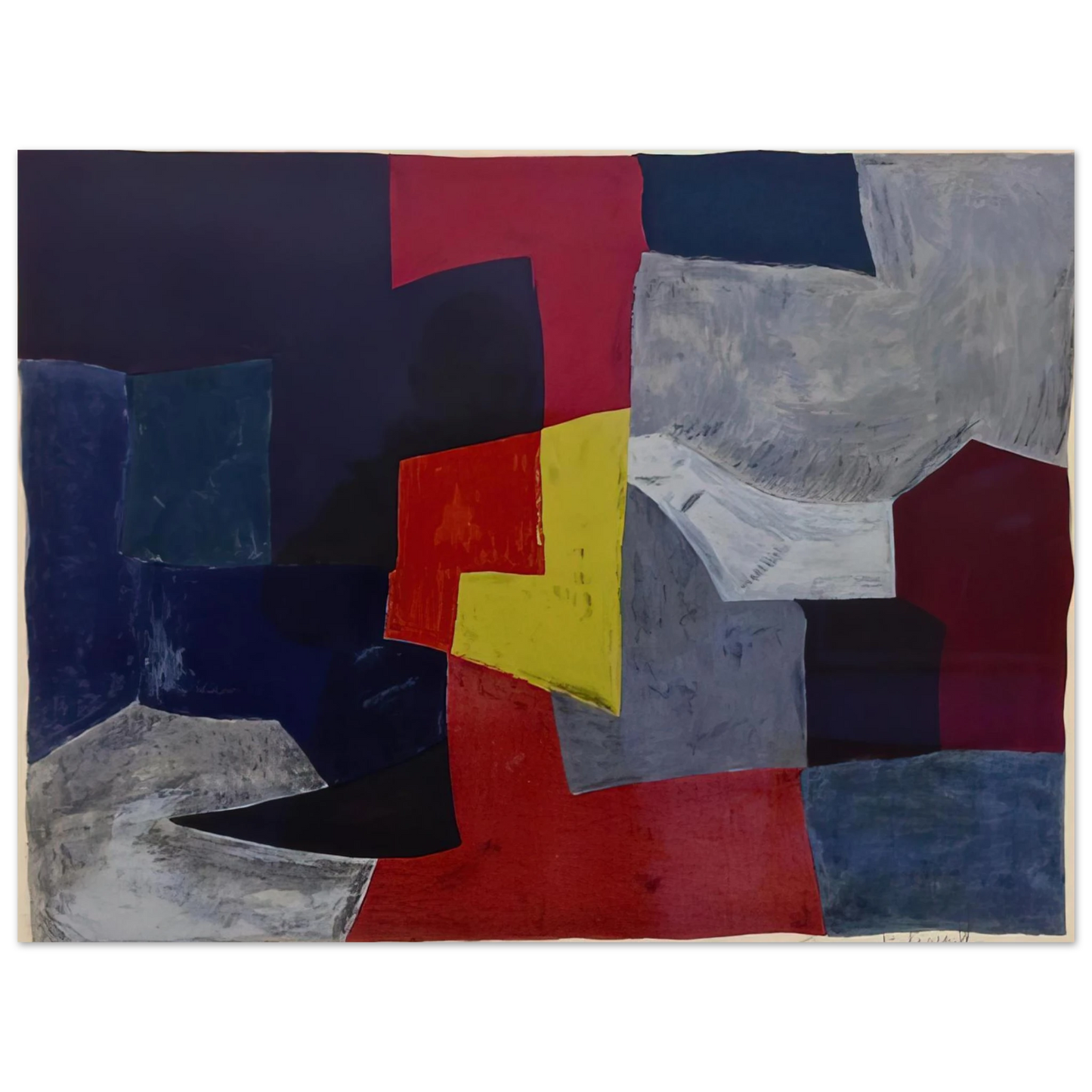 Serge Poliakoff - Composition grise, rouge et jaune - 1960 75x100 cm / 30x40inches Fine Art Poster