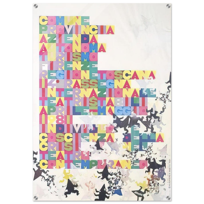 RASSEGNA INTERNAZIONALE TEATRI STABILI FACCINE COLORATE 1979 - Alighiero Boetti Acrylic Print - 70x100 cm / 28x40″ inches