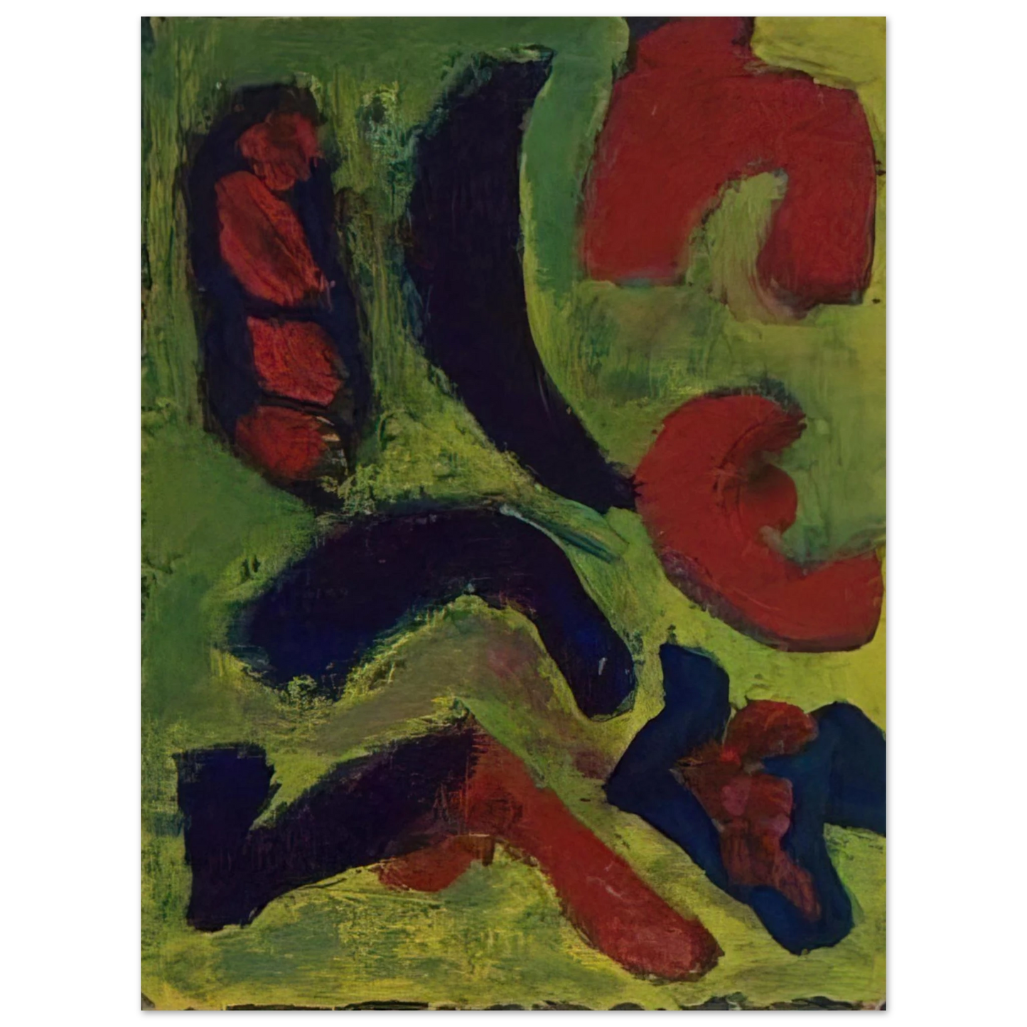 Barnett Newman - Abstract Composition in Green and Red 75x100 cm / 30x40inches Fine Art Poster