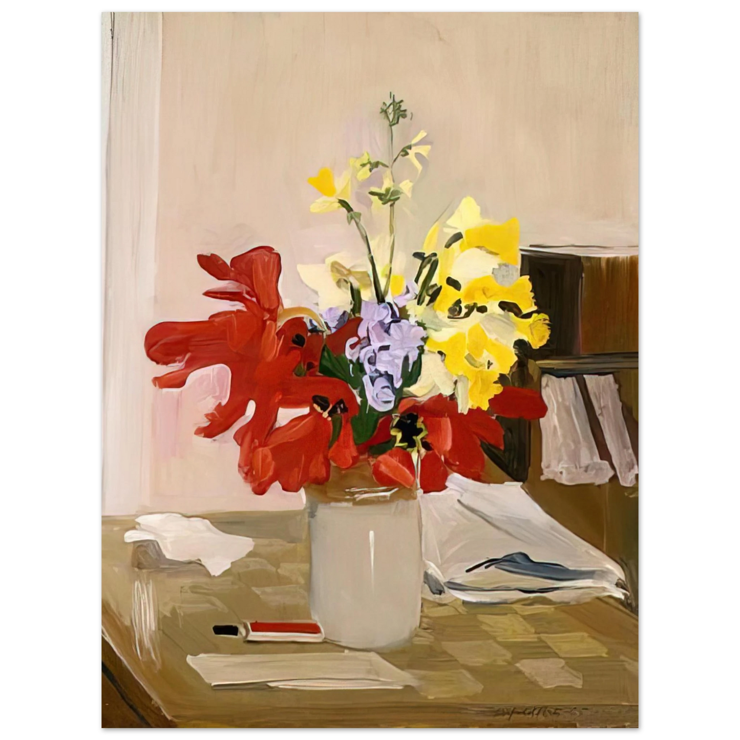 Fairfield Porter - ANEMONE AND DAFFODIL 1965 75x100 cm / 30x40inches Fine Art Poster