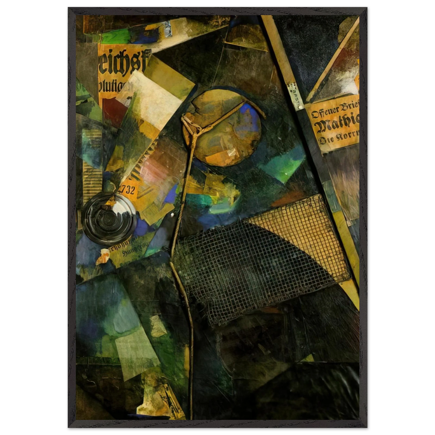 MERZ PICTURE 25A THE STAR PICTURE 1920 - Kurt Schwitters 70x100 cm / 28x40 inches Framed Art Print – Black Wooden Frame