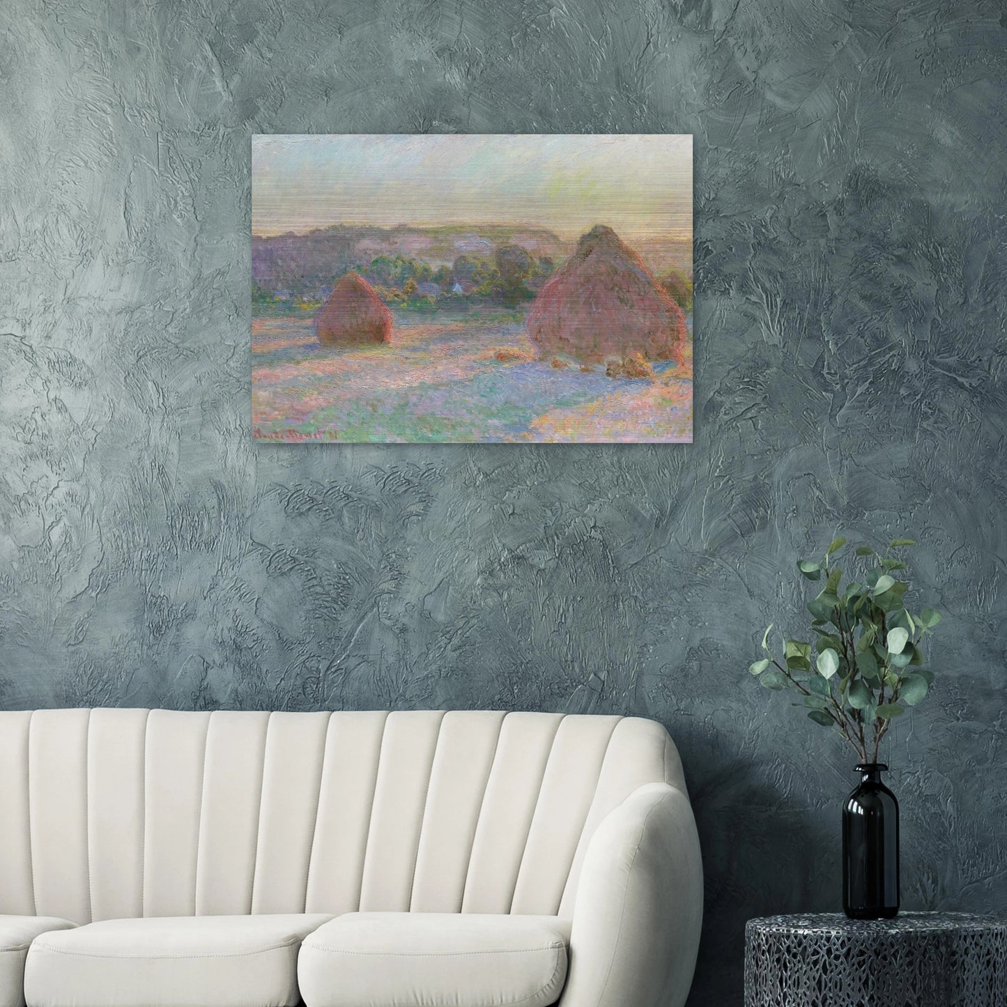 Stacks of Wheat End of Summer - claude monet Brushed Aluminum Print - 70x100 cm / 28x40 inches | claude monet Aluminum Print | claude monet Prints