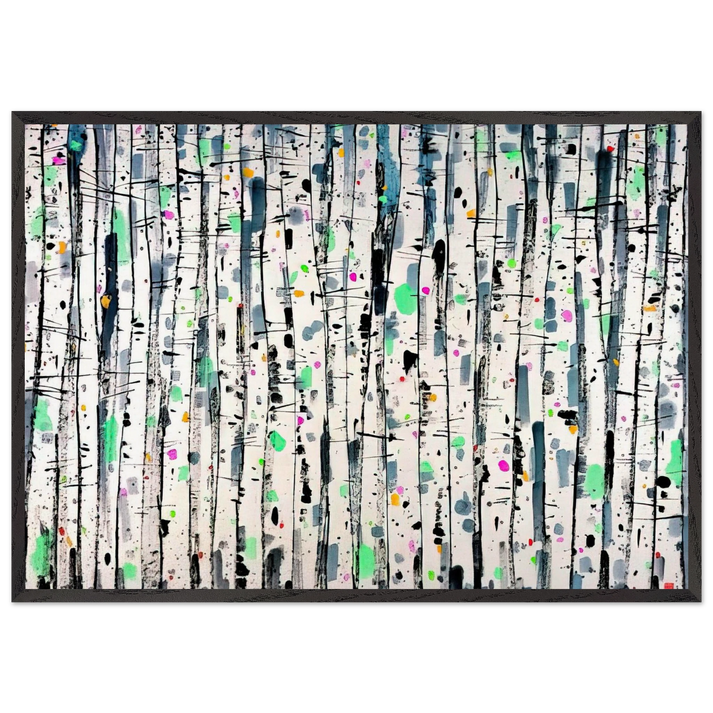 White Poplar Woods - Abstract Expressionism Ink and wash painting - Wu Guanzhong 70x100 cm / 28x40 inches Framed Art Print – Black Wooden Frame