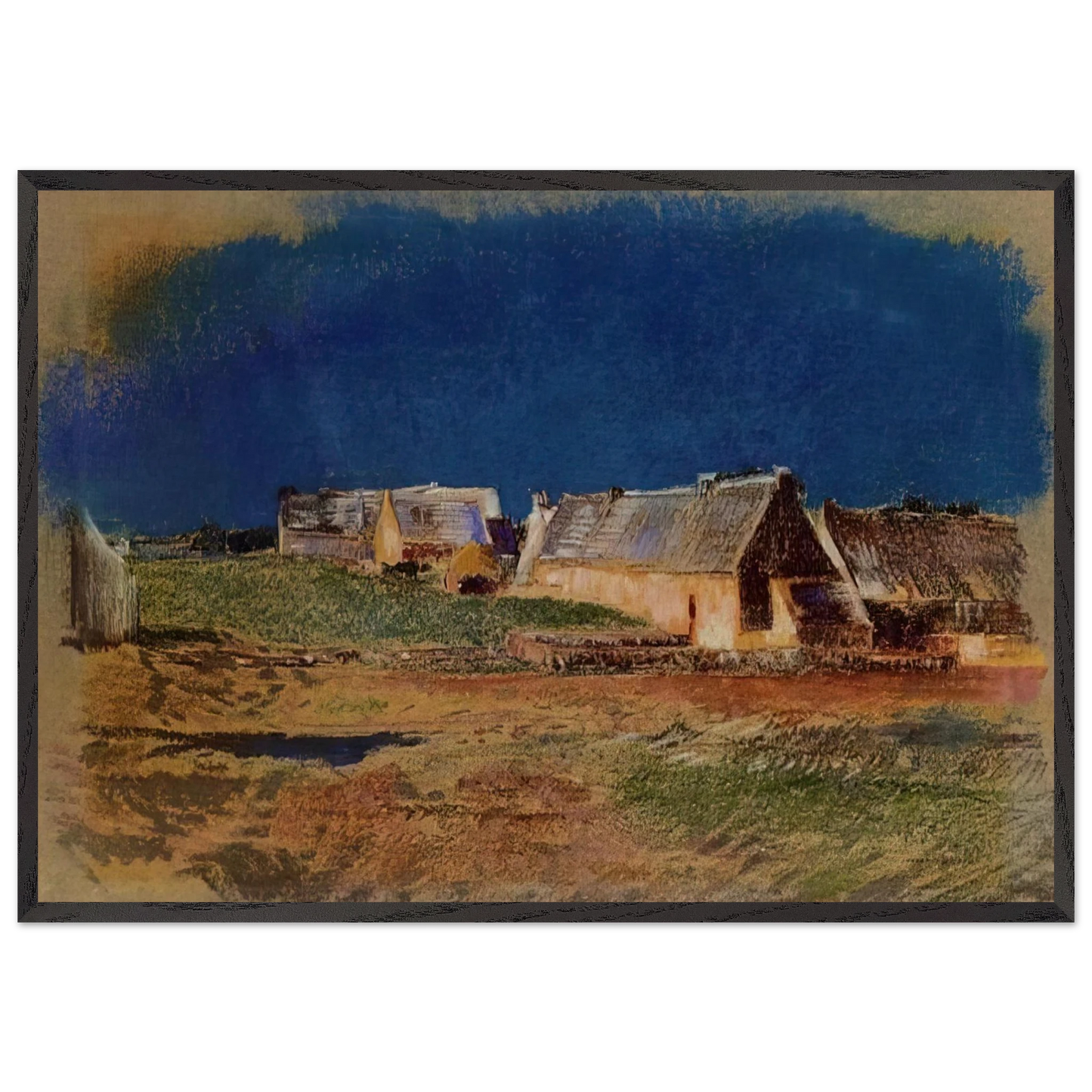 LANDSCAPE IN BRITTANY PEYRELEBADE - Odilon Redon 70x100 cm / 28x40 inches Framed Art Print – Black Wooden Frame