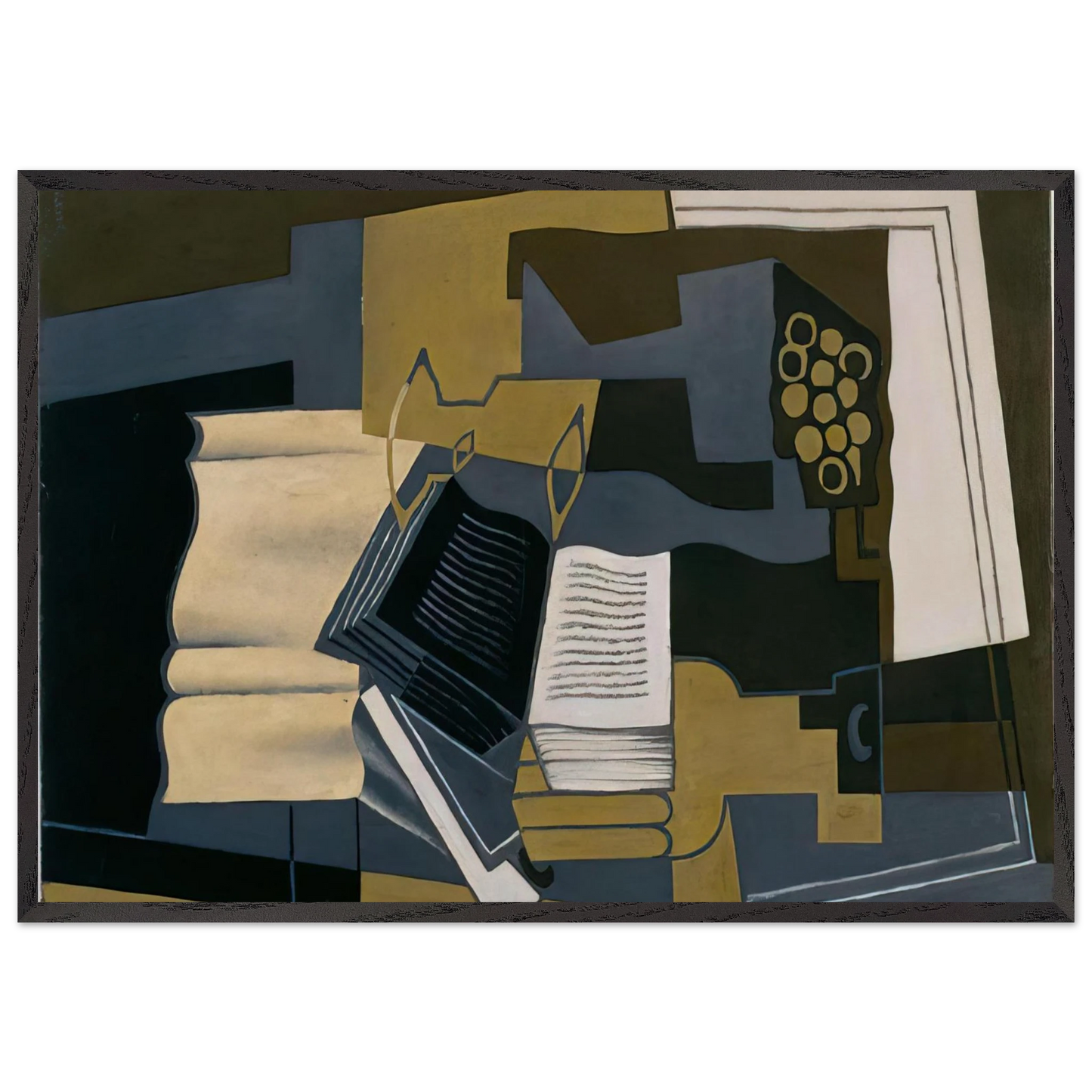 CARAFE AND BOOK 1920 - Juan Gris 70x100 cm / 28x40 inches Framed Art Print – Black Wooden Frame