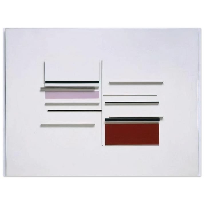 Victor Pasmore - Abstract in White, Black, Indian and Lilac - 1957 75x100 cm / 30x40inches Fine Art Poster