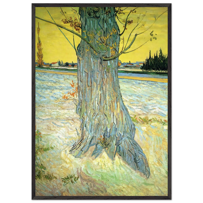 Trunk of an Old Yew Tree - Vincent van Gogh 70x100 cm / 28x40 inches Framed Art Print – Black Wooden Frame
