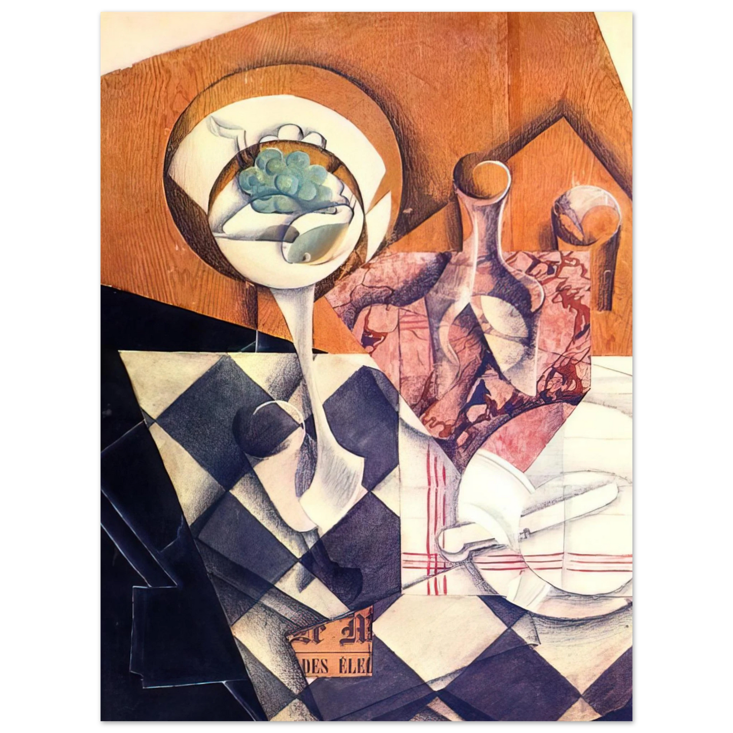 Juan Gris - FRUIT BOWL WITH BOTTLE 1914 75x100 cm / 30x40inches Fine Art Poster