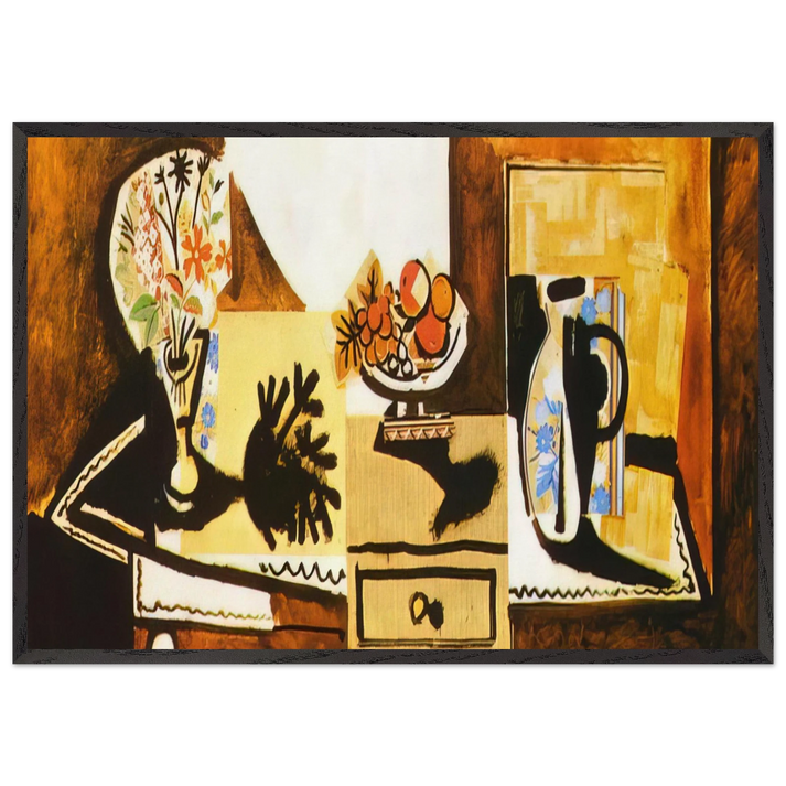 Still life on the dresser - Pablo Picasso 70x100 cm / 28x40 inches Framed Art Print – Black Wooden Frame