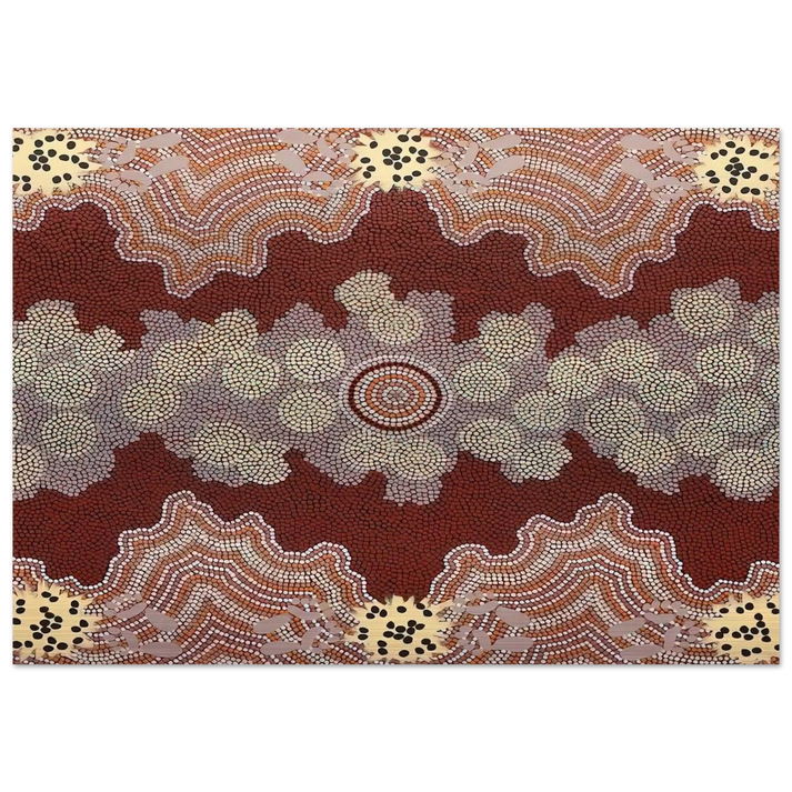 Malaka Honey Ant Dreaming - 1992 - Clifford Possum Tjapaltjarri Brushed Aluminum Print - 70x100 cm / 28x40 inches | Clifford Possum Tjapaltjarri Aluminum Print | Clifford Possum Tjapaltjarri Prints