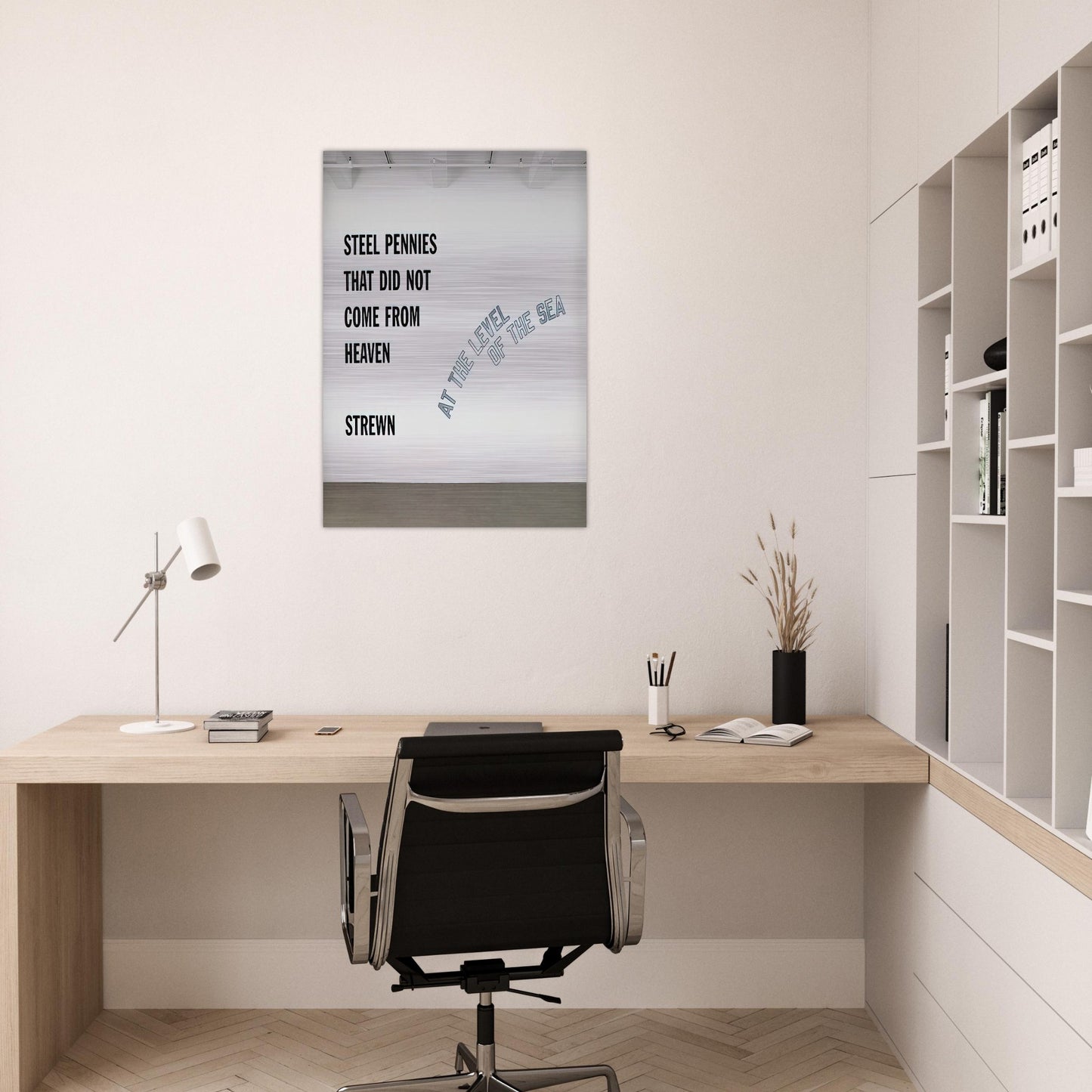 Steel Pennies That... - 2008 - Lawrence Weiner Brushed Aluminum Print - 70x100 cm / 28x40 inches | Lawrence Weiner Aluminum Print | Lawrence Weiner Prints