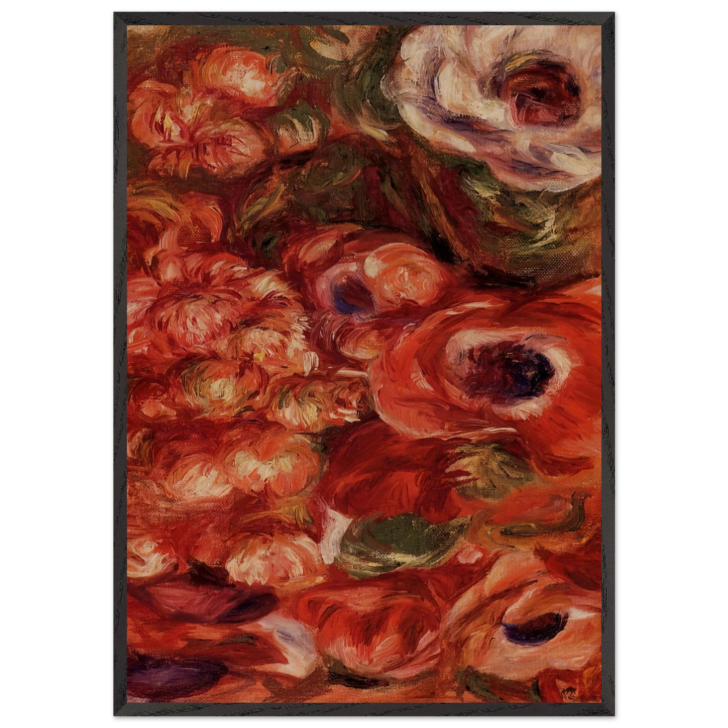 Anemonies - Pierre-Auguste Renoir 70x100 cm / 28x40 inches Framed Art Print – Black Wooden Frame