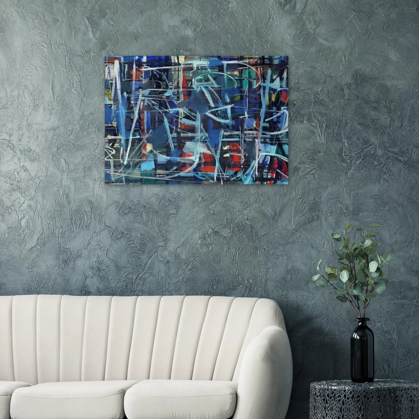 Abstract in Blue - 1950 - Robert Goodnough Brushed Aluminum Print - 70x100 cm / 28x40 inches | Robert Goodnough Aluminum Print | Robert Goodnough Prints