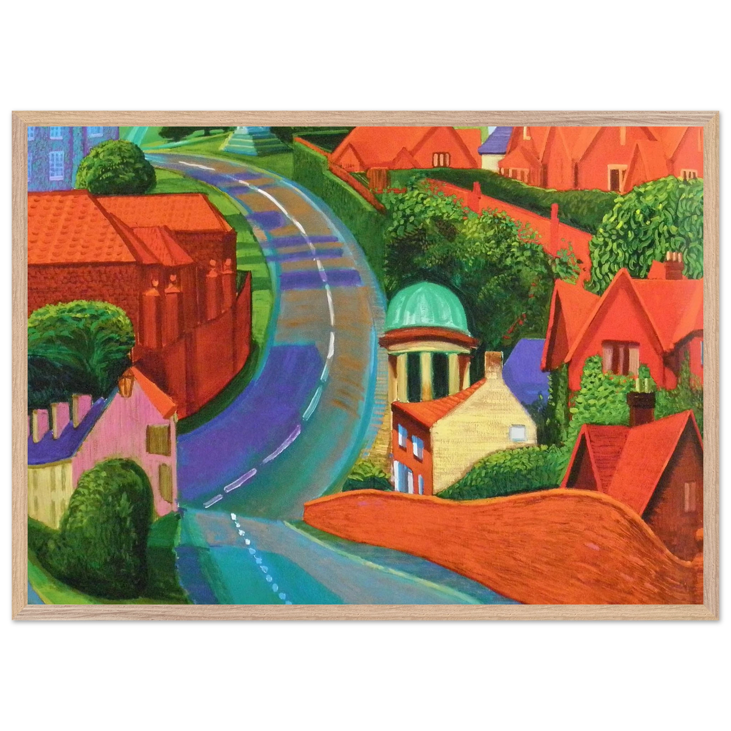 David Hockney - The Road to York Through Sledmere - A3 (29.7 x 42 cm) - Premium Wooden Framed Poster With Fine Art Paper-canvas - Wood frame