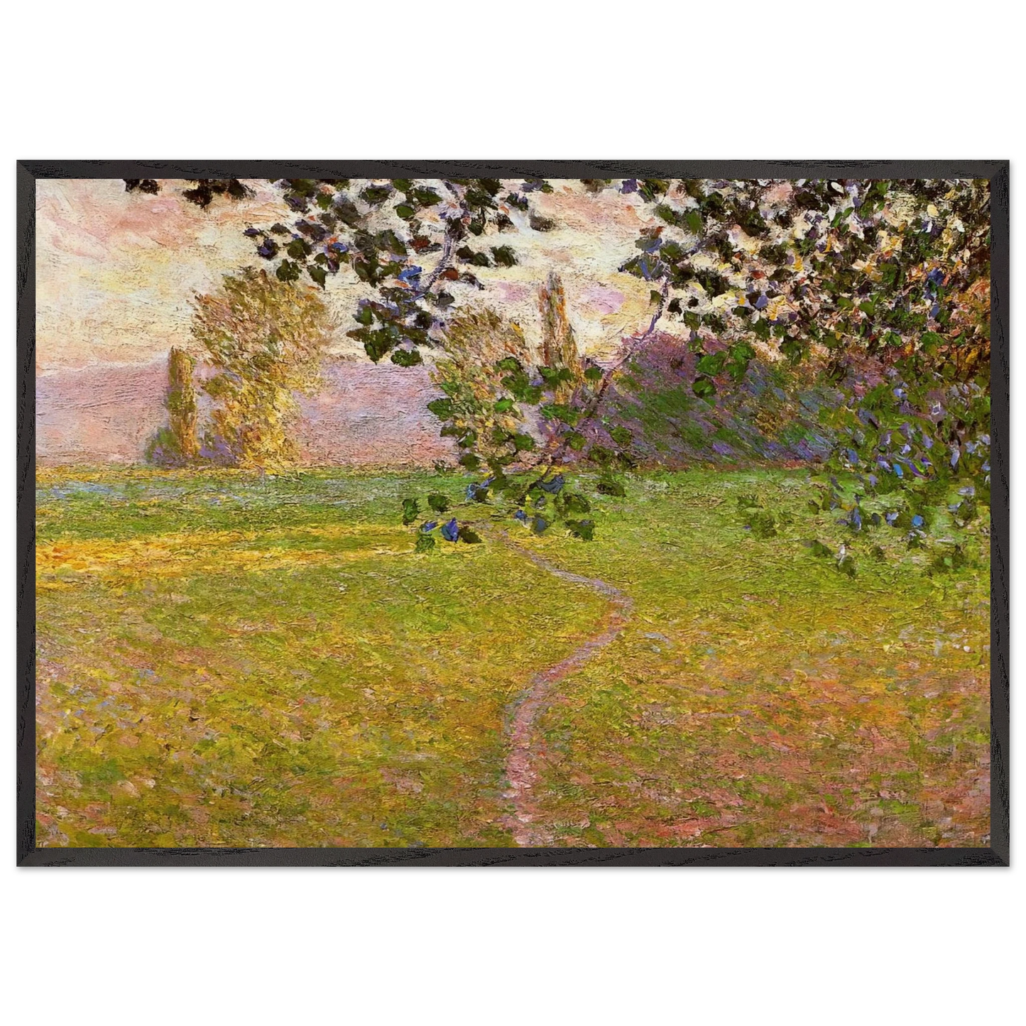 Morning Landscape Giverny - claude monet 70x100 cm / 28x40 inches Framed Art Print – Black Wooden Frame
