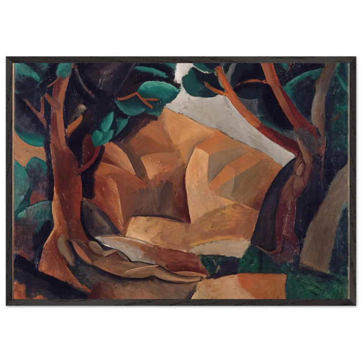 Paysage aux deux figures - 1908 France - Pablo Picasso 70x100 cm / 28x40 inches Framed Art Print – Black Wooden Frame