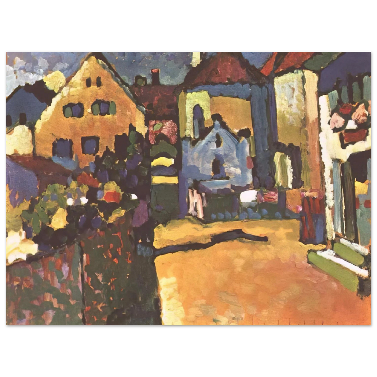 Wassily Kandinsky - GRUNGASSE IN MURNAU 1909 75x100 cm / 30x40inches Fine Art Poster